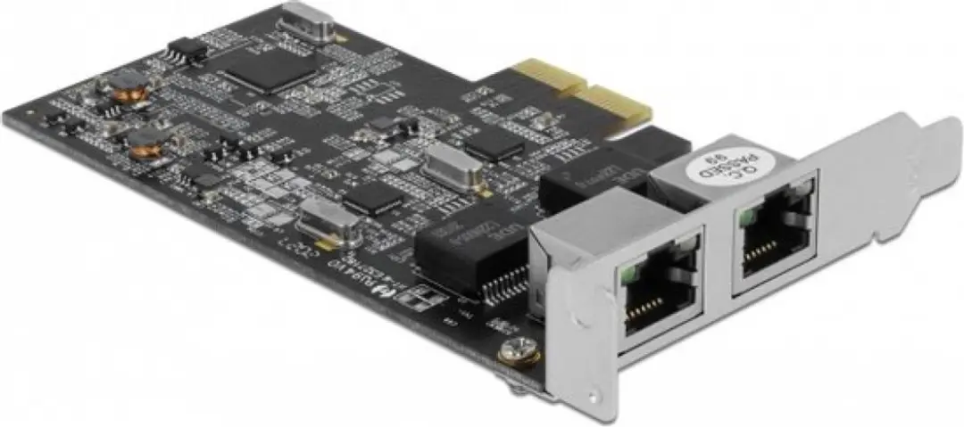 Delock PCIe x2 2x RJ45 2.5Gbps LAN Kaart RTL8125 - Zwart
