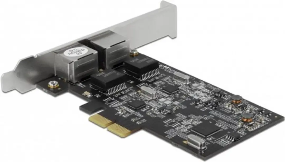 Delock PCIe x2 2x RJ45 2.5Gbps LAN Kaart RTL8125 - Zwart