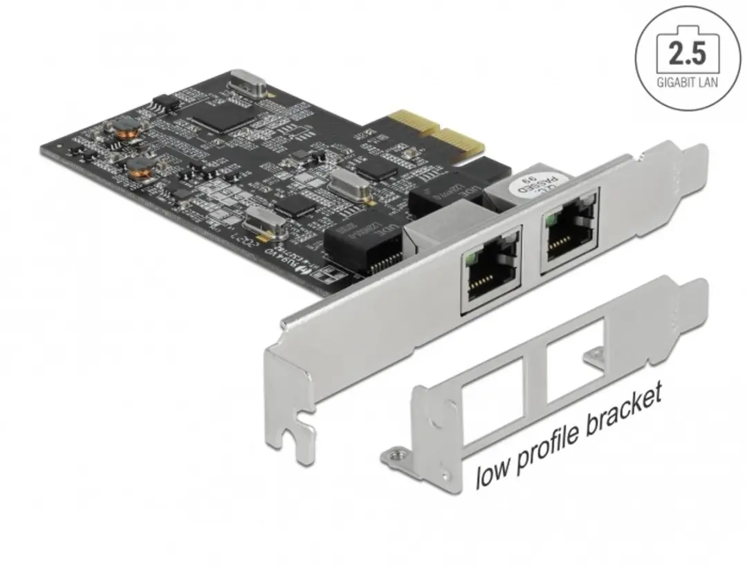 Delock PCIe x2 2x RJ45 2.5Gbps LAN Kaart RTL8125