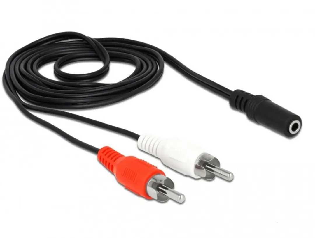 Delock Audiokabel 2x RCA naar 3.5mm Jack - 1.4m - Zwart
