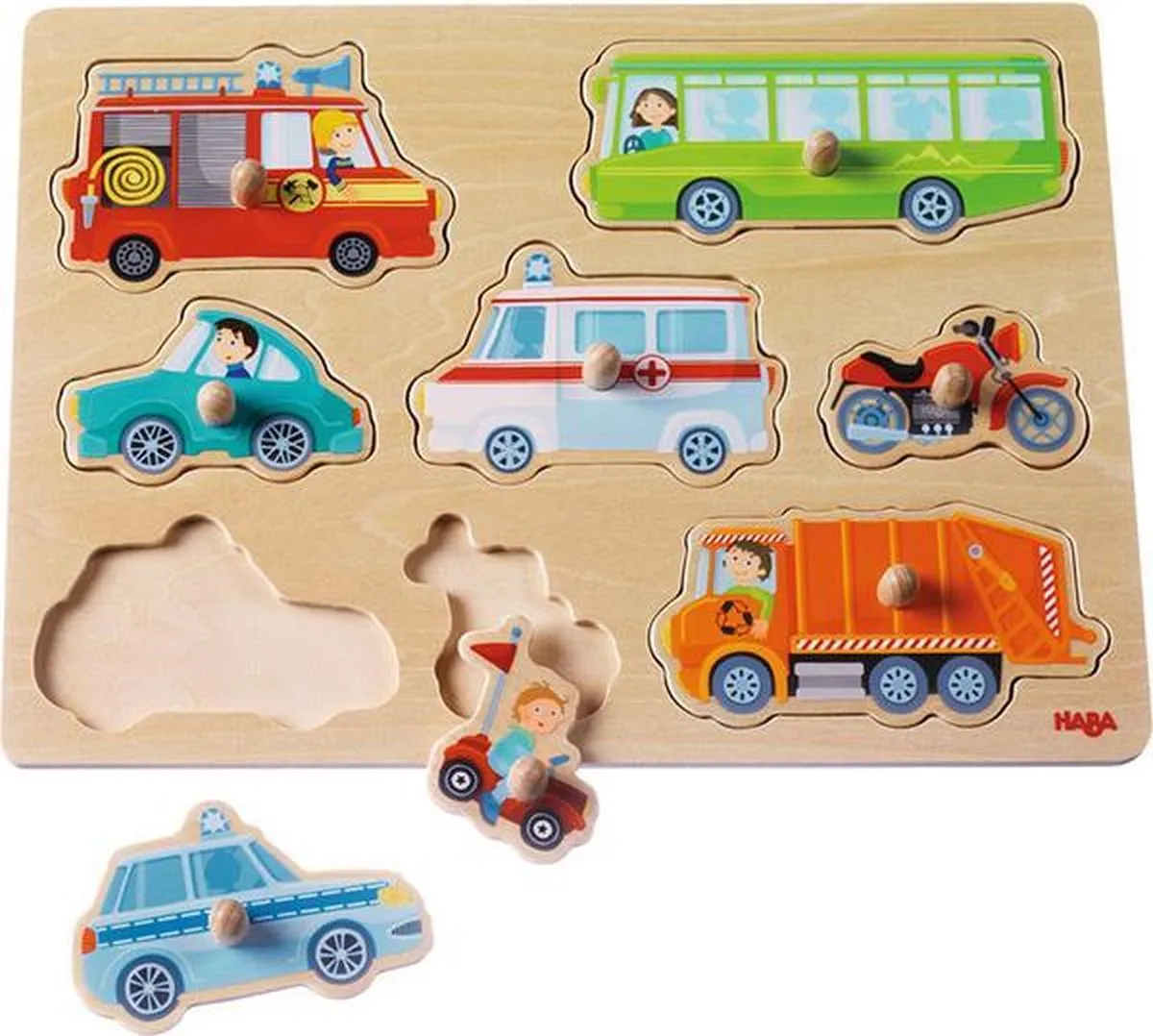 Haba Inlegpuzzel Voertuigwereld - Multicolor