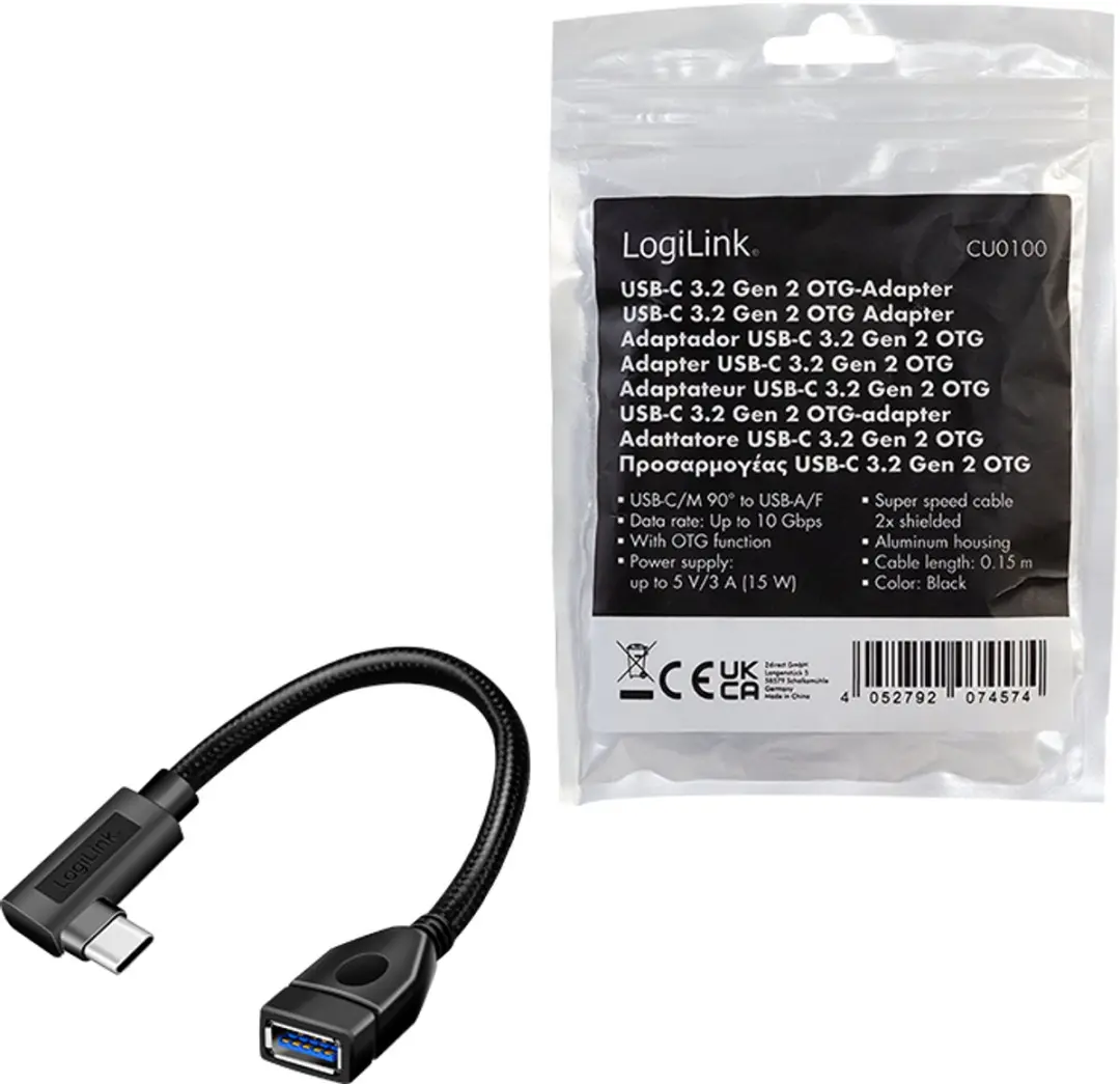 Logilink CU0100 USB Type-C naar USB Type-A Tussenstuk - Zwart