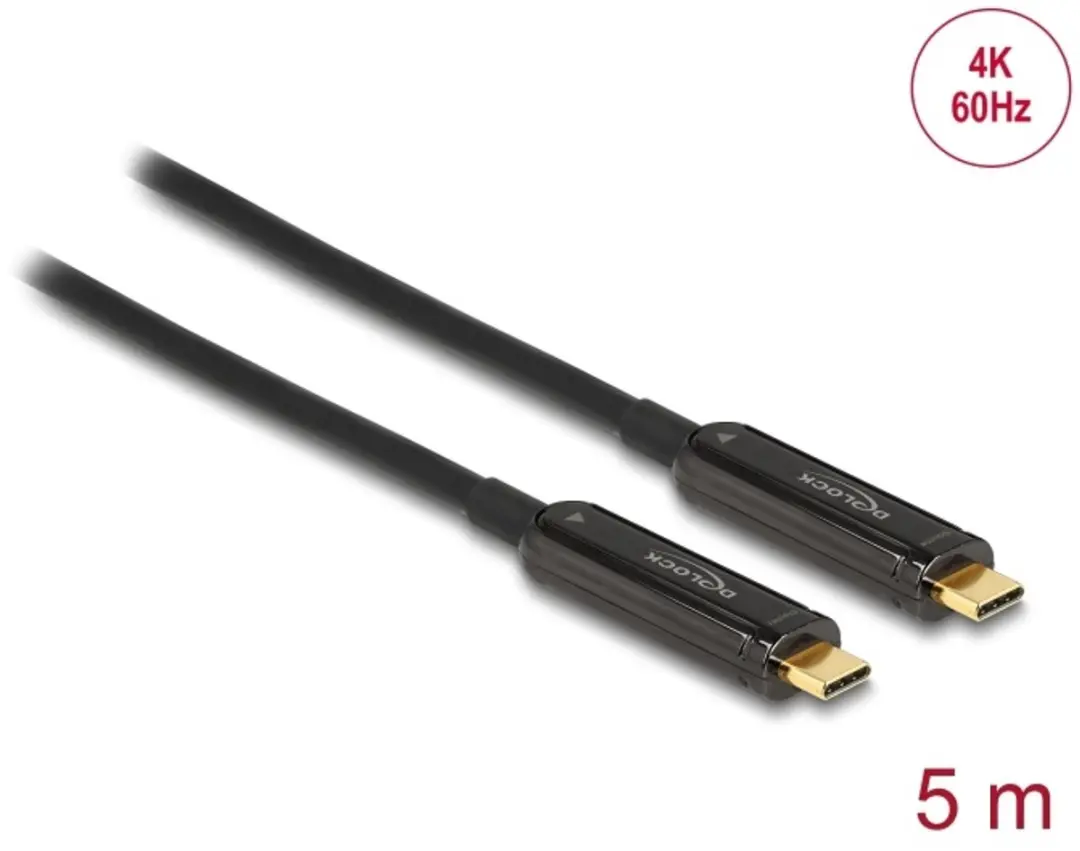 Delock Active Optical USB-C Videokabel 4K 60Hz 5m - Zwart