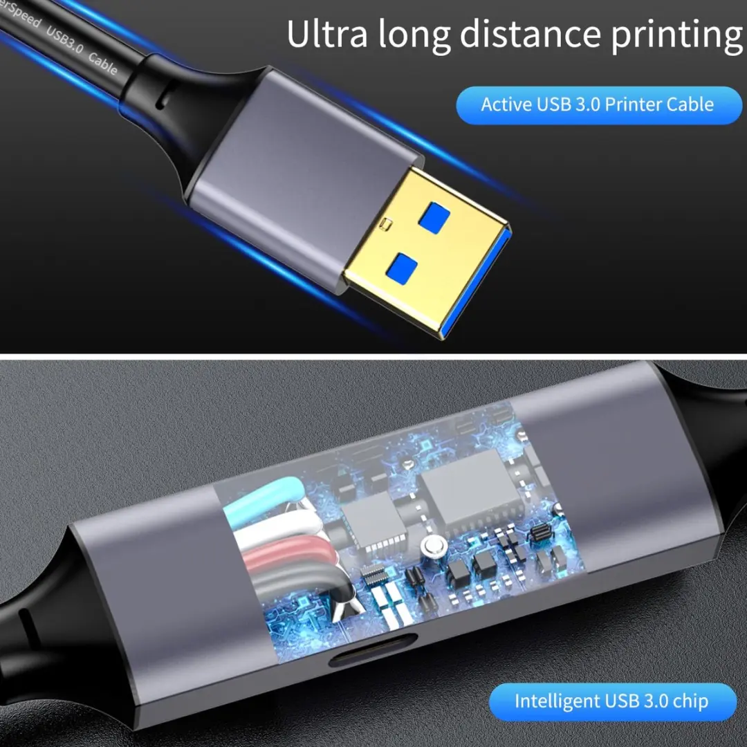 NÖRDIC USBC-426 USB A naar USB C Kabel 5Gbps - 20m - Zwart
