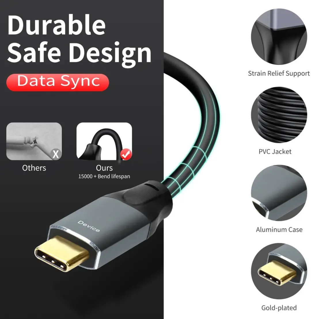 NÖRDIC USBC-426 USB A naar USB C Kabel 5Gbps - 20m - Zwart