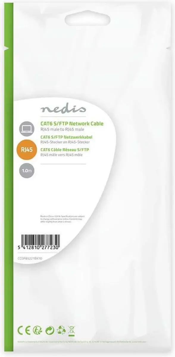 Nedis CAT6 Netwerkkabel CCGP85221BK10 - 1m - Zwart