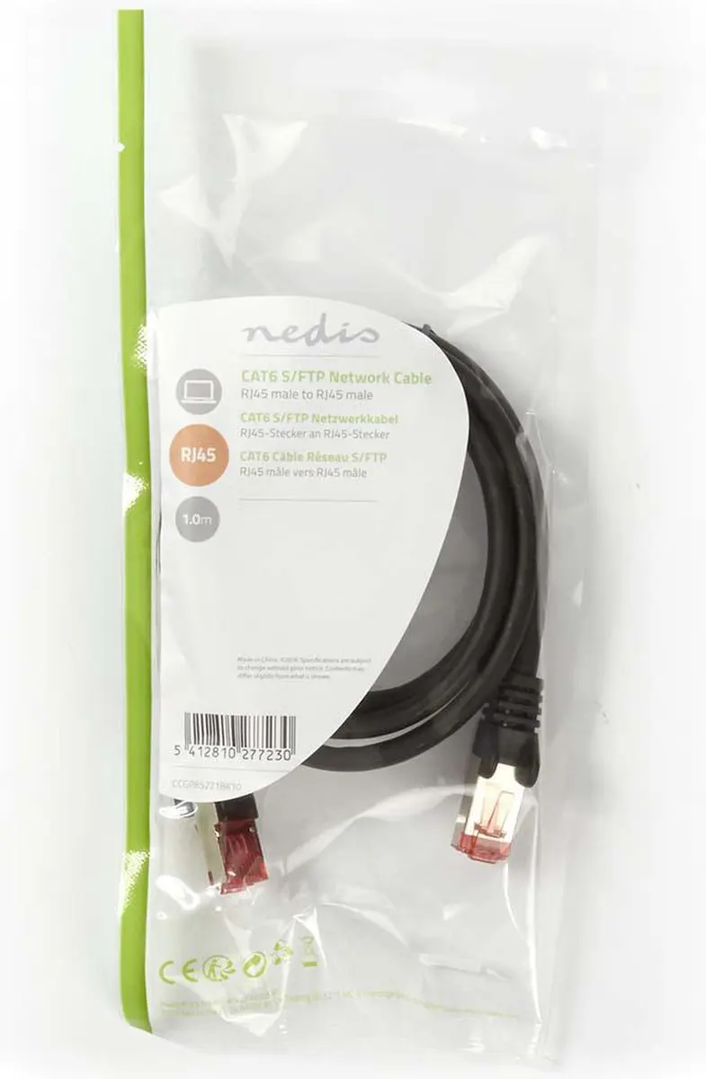 Nedis CAT6 Netwerkkabel CCGP85221BK10 - 1m - Zwart