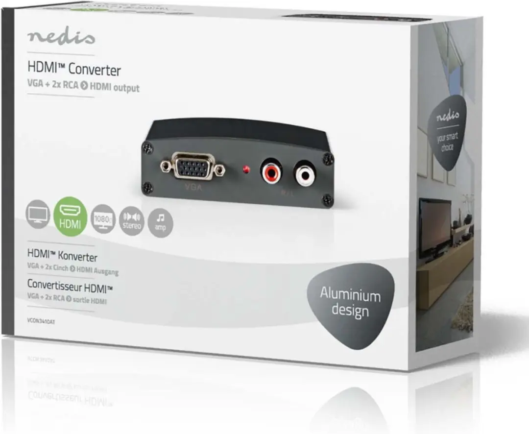 Nedis VGA naar HDMI Converter VCON3410AT - Zwart