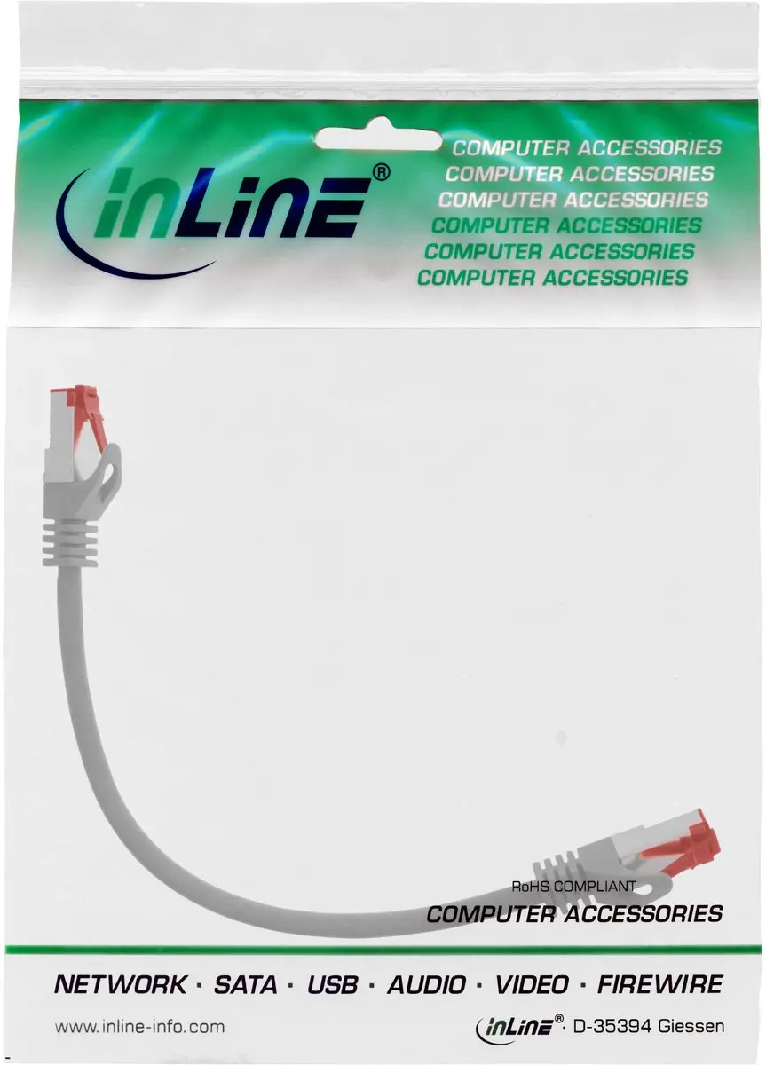 InLine Patchkabel S/FTP Cat.6 CCA 0,25m - Grijs