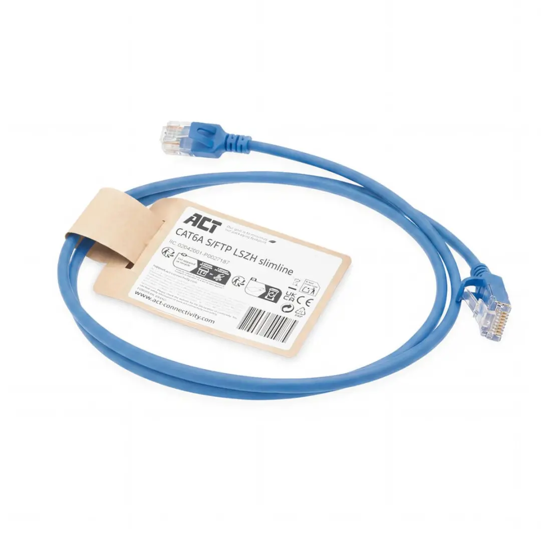 ACT Blauwe CAT6A Patchkabel 1m - DB7601
