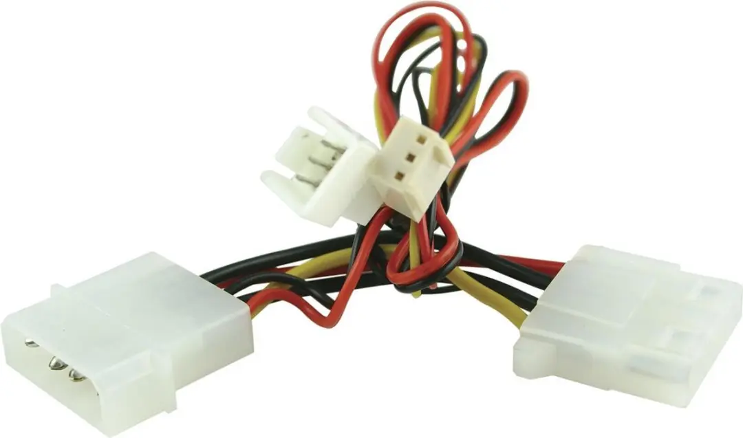 Deltaco SSI-34A Kabeladapter - 2x 3-pin / 2x 4-pin - Zwart/Rood/Geel