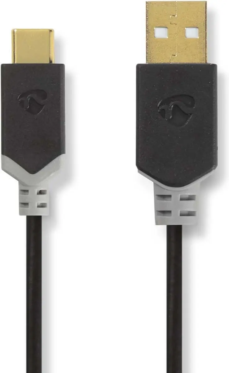 Nedis USB-C naar USB-A Kabel 60W 3m - Antraciet