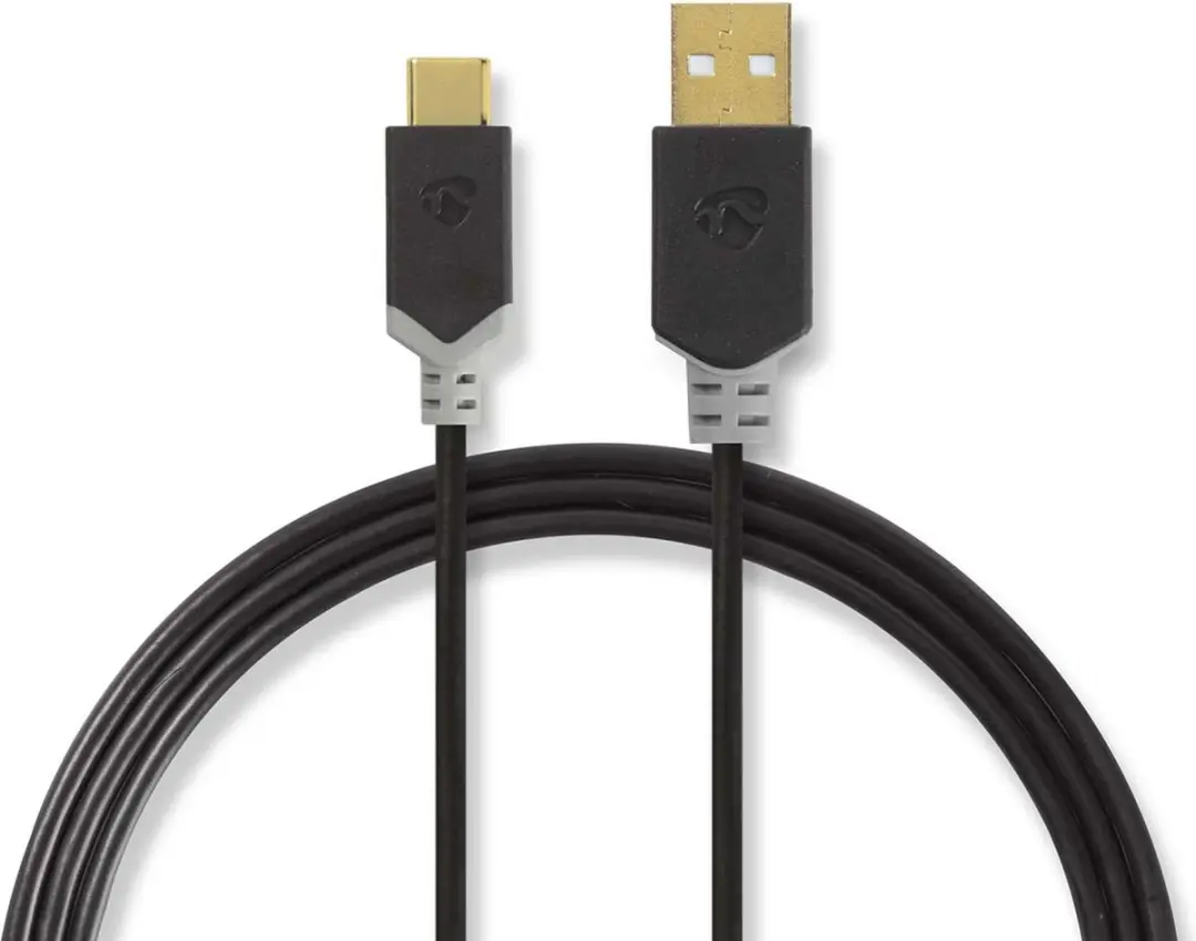Nedis USB-C naar USB-A Kabel 60W 3m - Antraciet