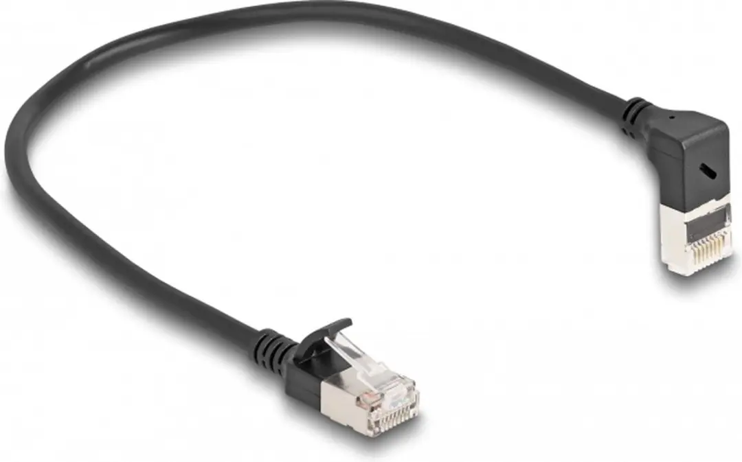 Delock Cat.6A S/FTP RJ45 Kabel 90° Zwart - 0,25m