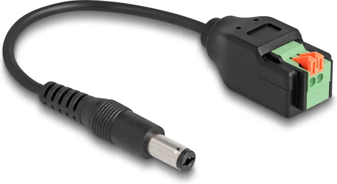 Delock DC Kabel 2.1x5.5mm Male naar Terminal Block Adapter - 15cm - Zwart/ Groen