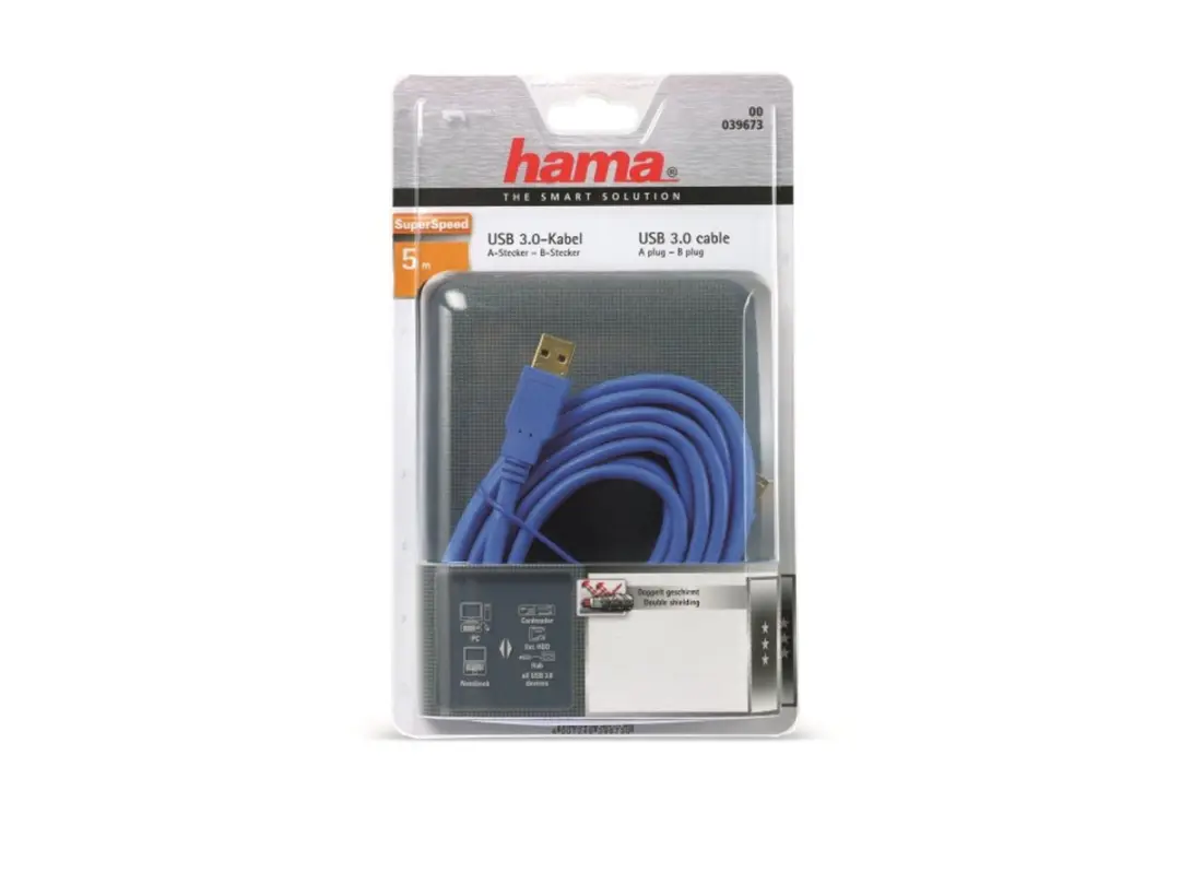 Hama USB 3.0 Verbindingskabel 5m - Blauw