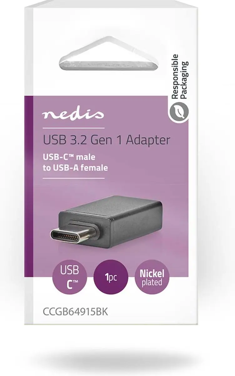 Nedis CCGB64915BK USB-C Adapter - USB-A Vrouwelijk - 5 Gbps - Zwart