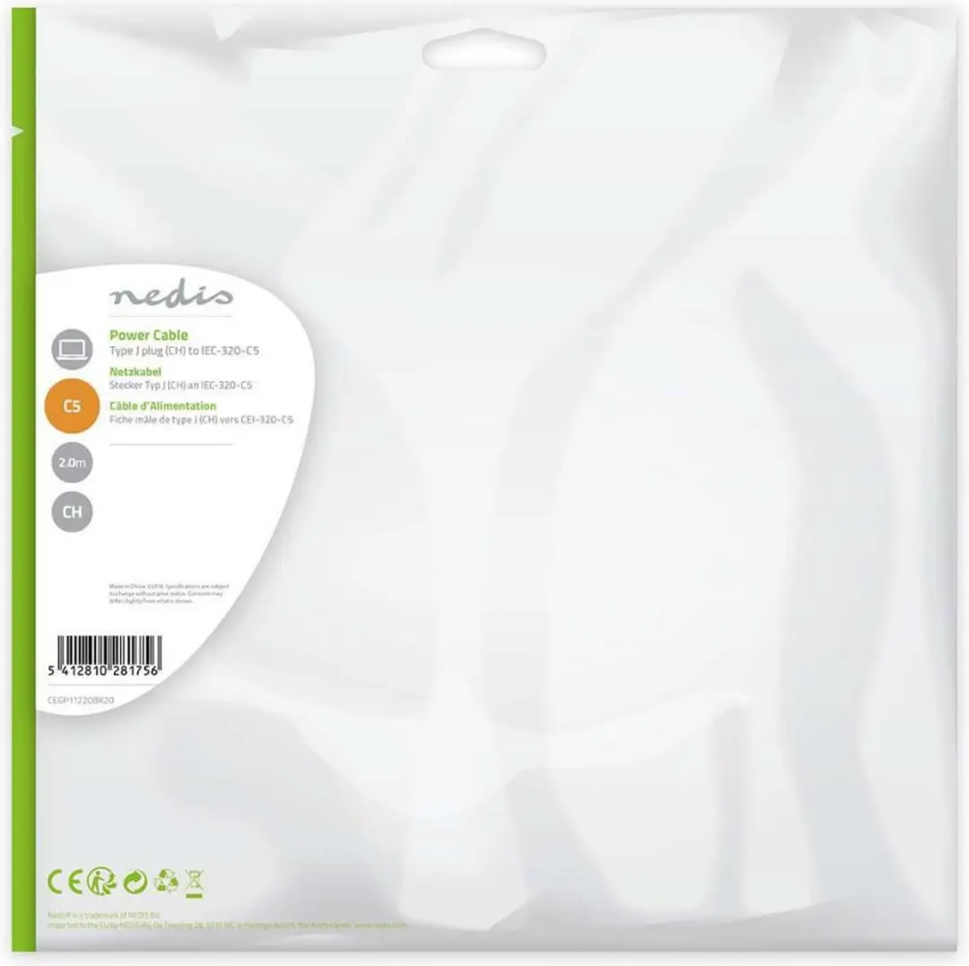 Nedis Stroomkabel CEGP11220BK20 - CH Type 12 - 2.00m - Zwart