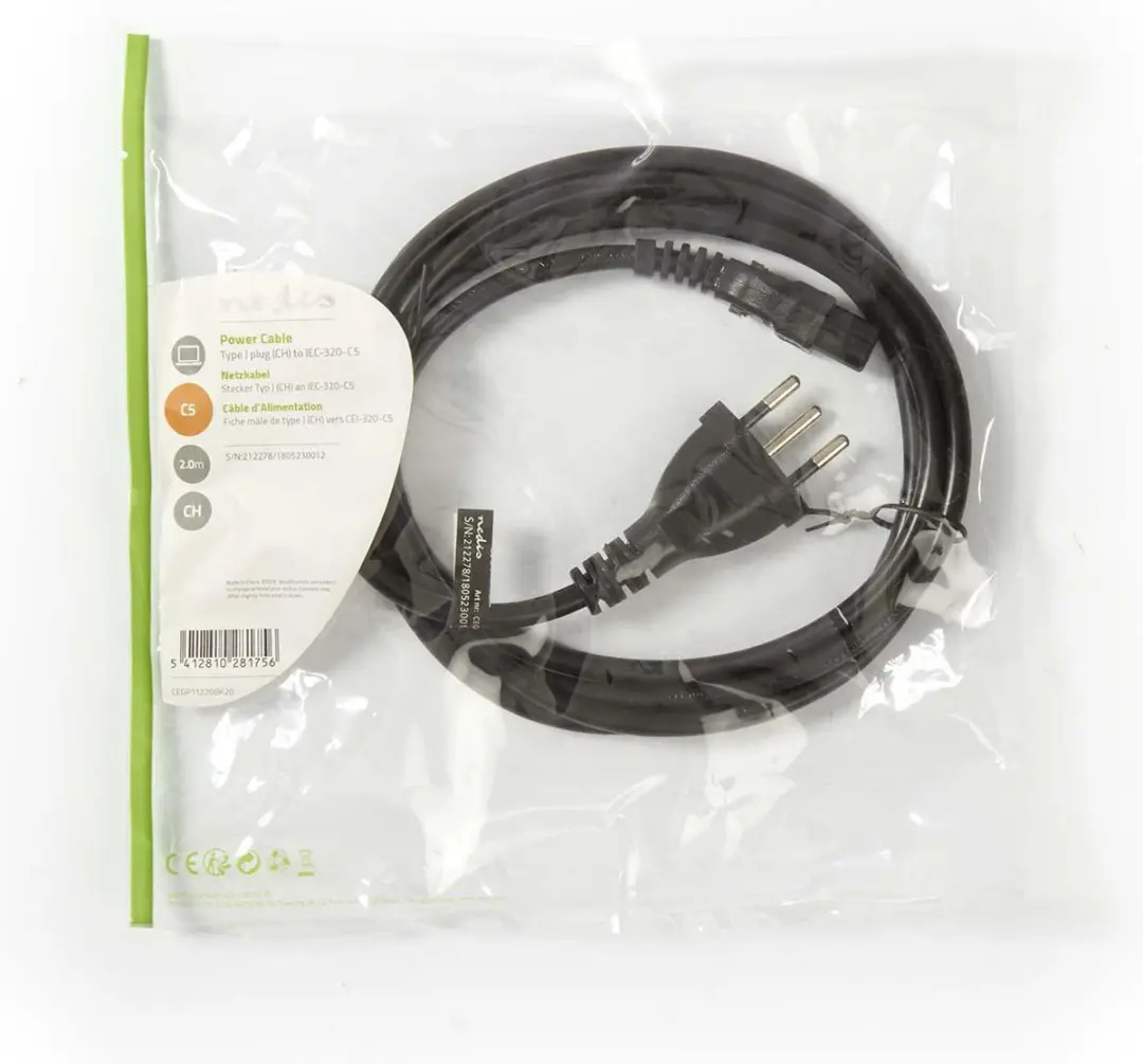 Nedis Stroomkabel CEGP11220BK20 - CH Type 12 - 2.00m - Zwart