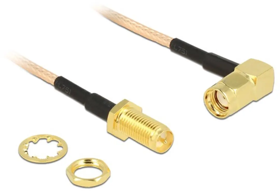 Delock RP-SMA Haakse Adapter RG316 50 Ohm - 0,15m - Transparant