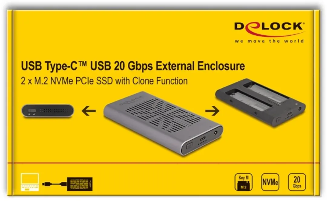 Delock 42027 USB 20Gbps M.2 NVMe Behuizing - Grijs