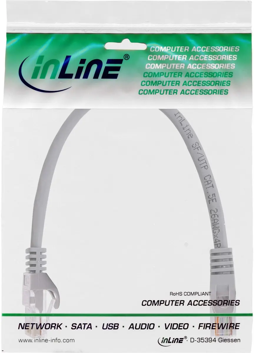 InLine Patchkabel Cat.5e U/UTP 0,3m - Grijs