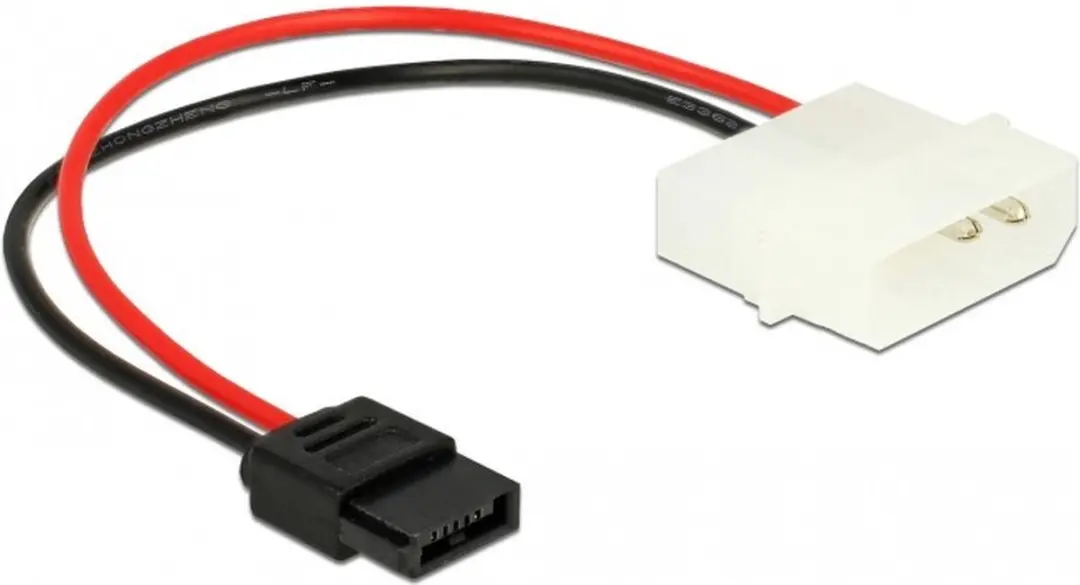 Delock Molex 4-pin naar Slim SATA Kabel 15cm - Rood/Zwart