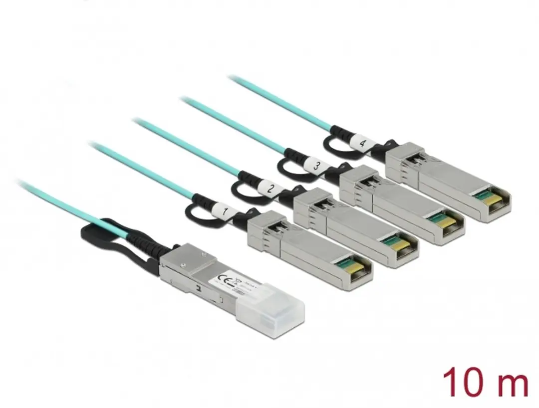 Delock QSFP+ naar 4x SFP+ Actieve Glasvezelkabel 10m
