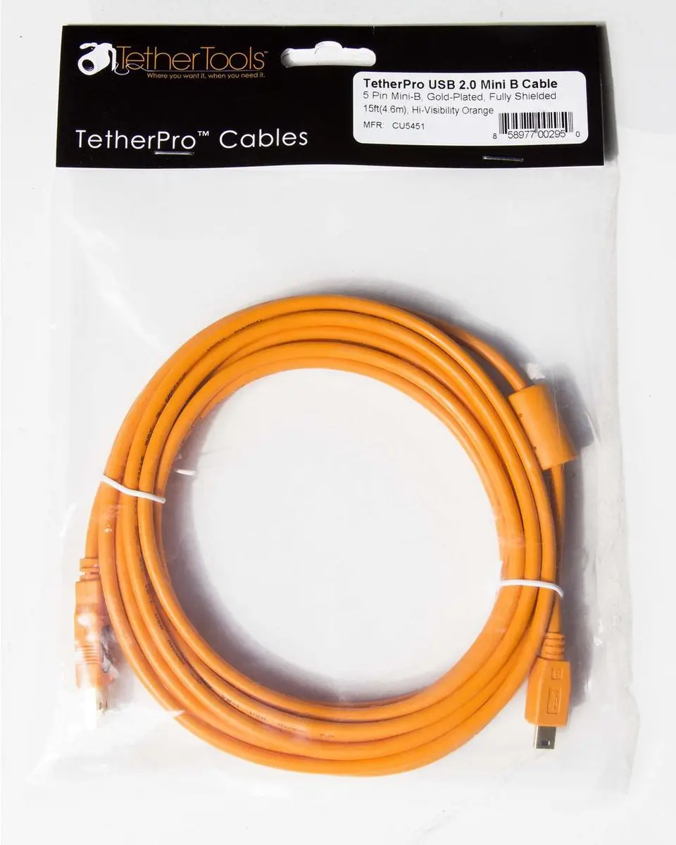 Tether Tools TetherPro USB 2.0 A/MiniB 5 Pin 4,6m - Oranje