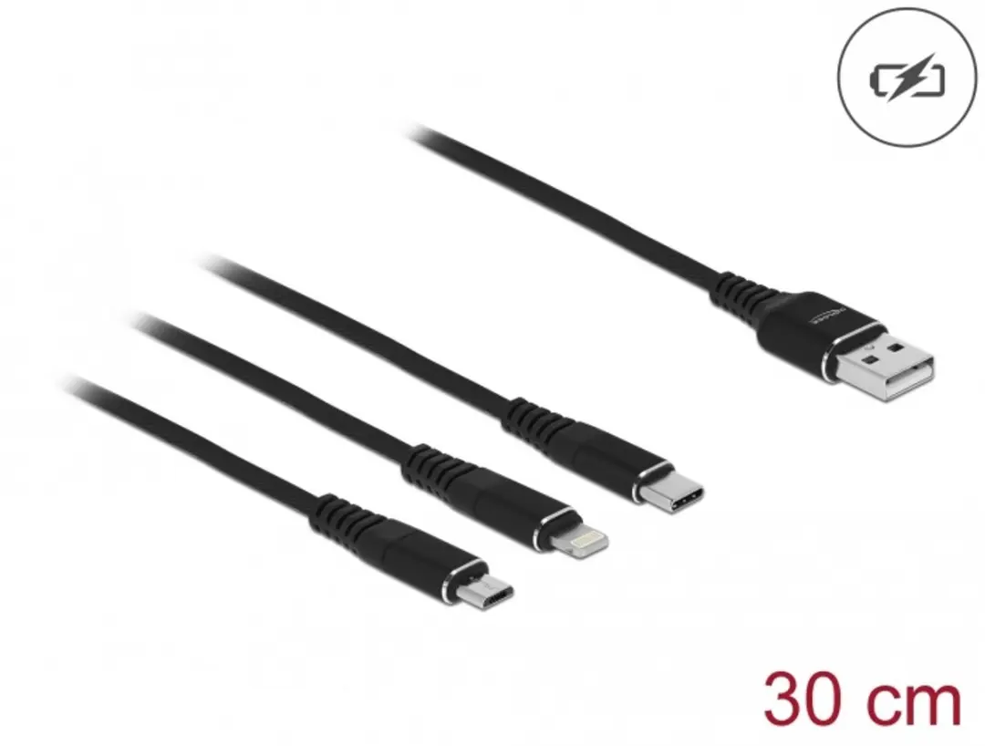 Delock USB 3-in-1 Opladerkabel 30cm