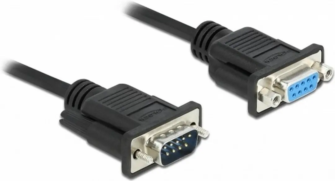 Delock RS-232 D-Sub9 Kabel Mannelijk-Vrouwelijk 2m - Zwart