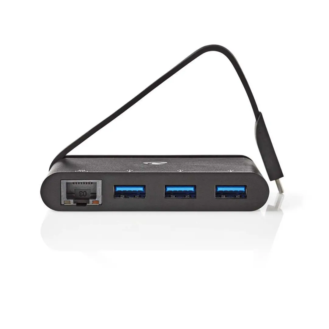 Nedis TCARF210BK USB Multi-Port Adapter - USB-C naar RJ45 & 3x USB-A - Zwart
