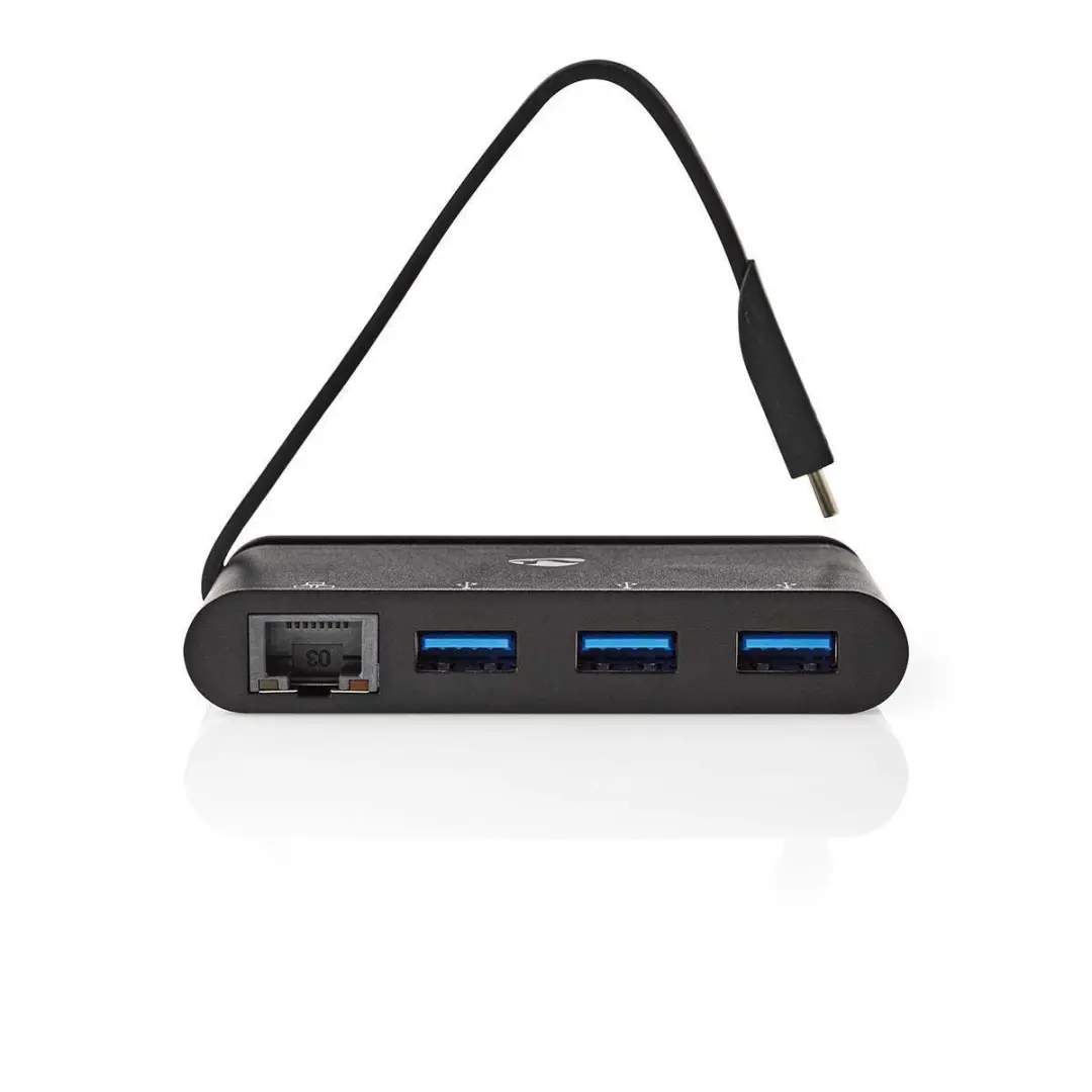 Nedis TCARF210BK USB Multi-Port Adapter - USB-C naar RJ45 & 3x USB-A - Zwart
