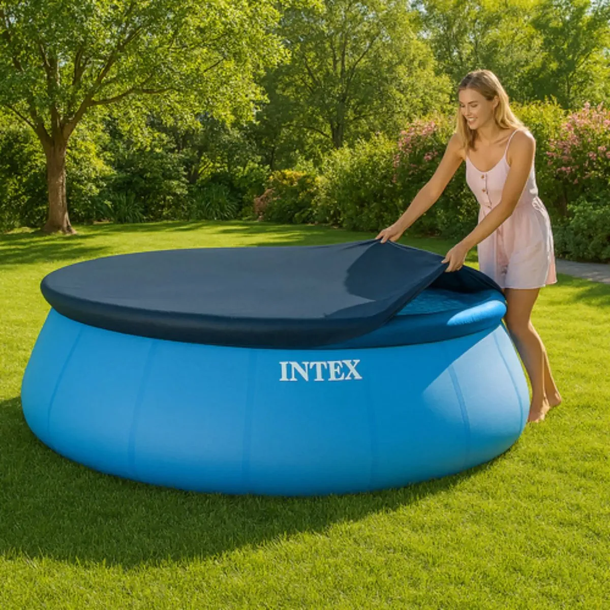 Intex Zwembad Afdekzeil Ø244cm Easy Set - Donkerblauw