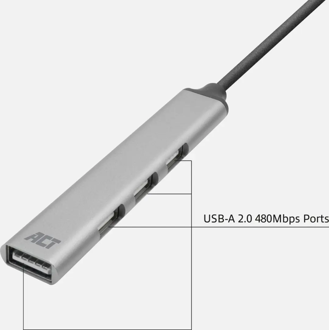 ACT USB-A Hub AC6225 4 Poorten - Grijs