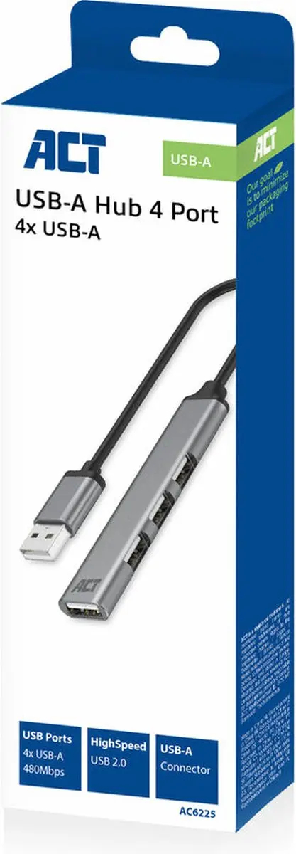ACT USB-A Hub AC6225 4 Poorten - Grijs - afbeelding 6 van 6