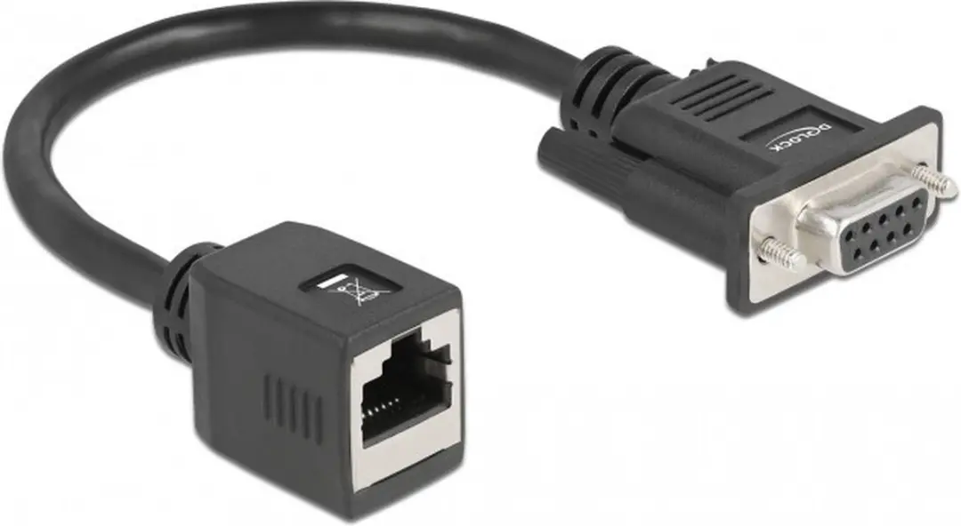Delock Serial RS-232/422/485 Adapter DB9 Vrouwelijk naar RJ45 - Zwart