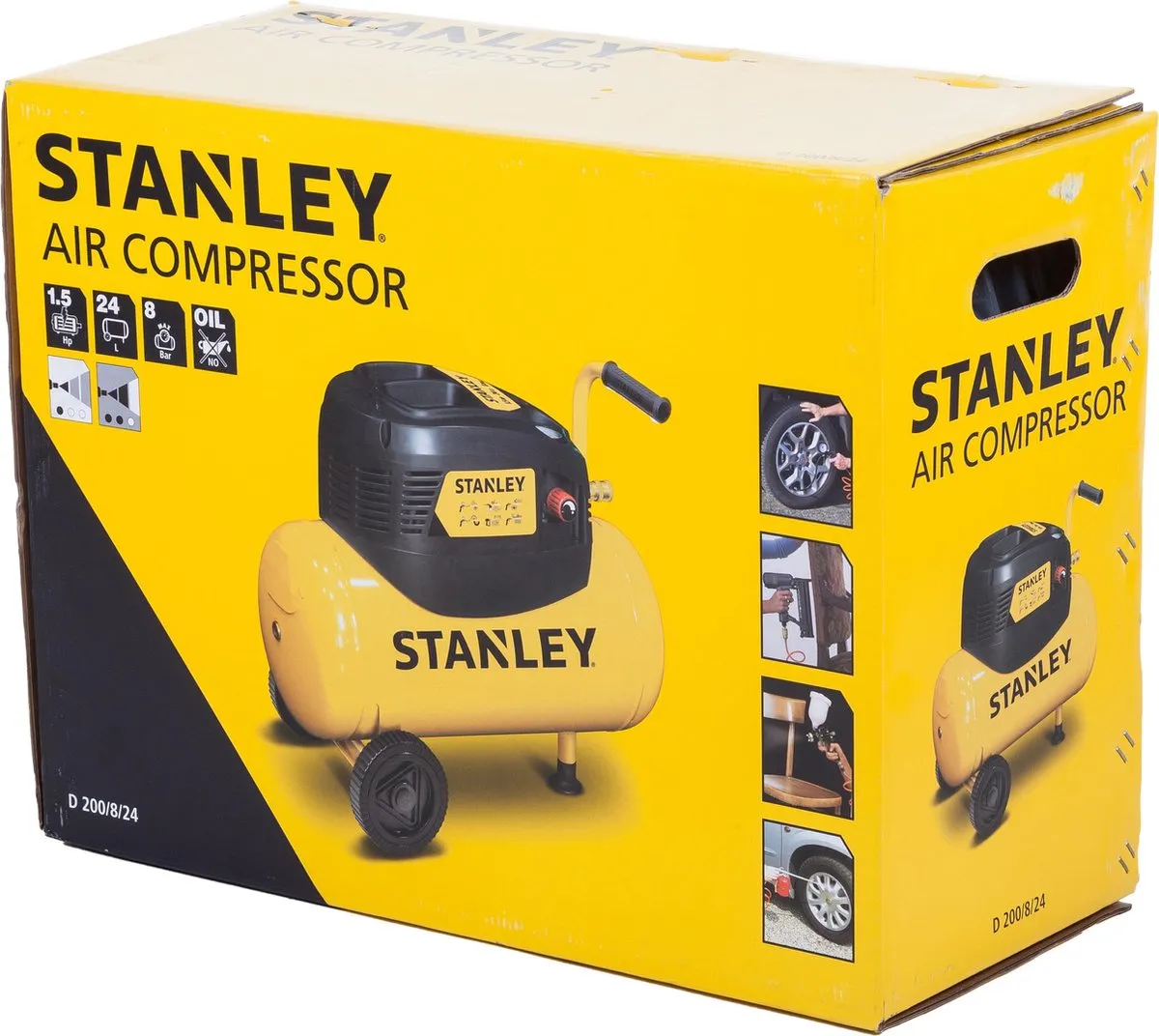 Stanley DN200/8/6 Luchtcompressor 24L 180L/min - Olievrij