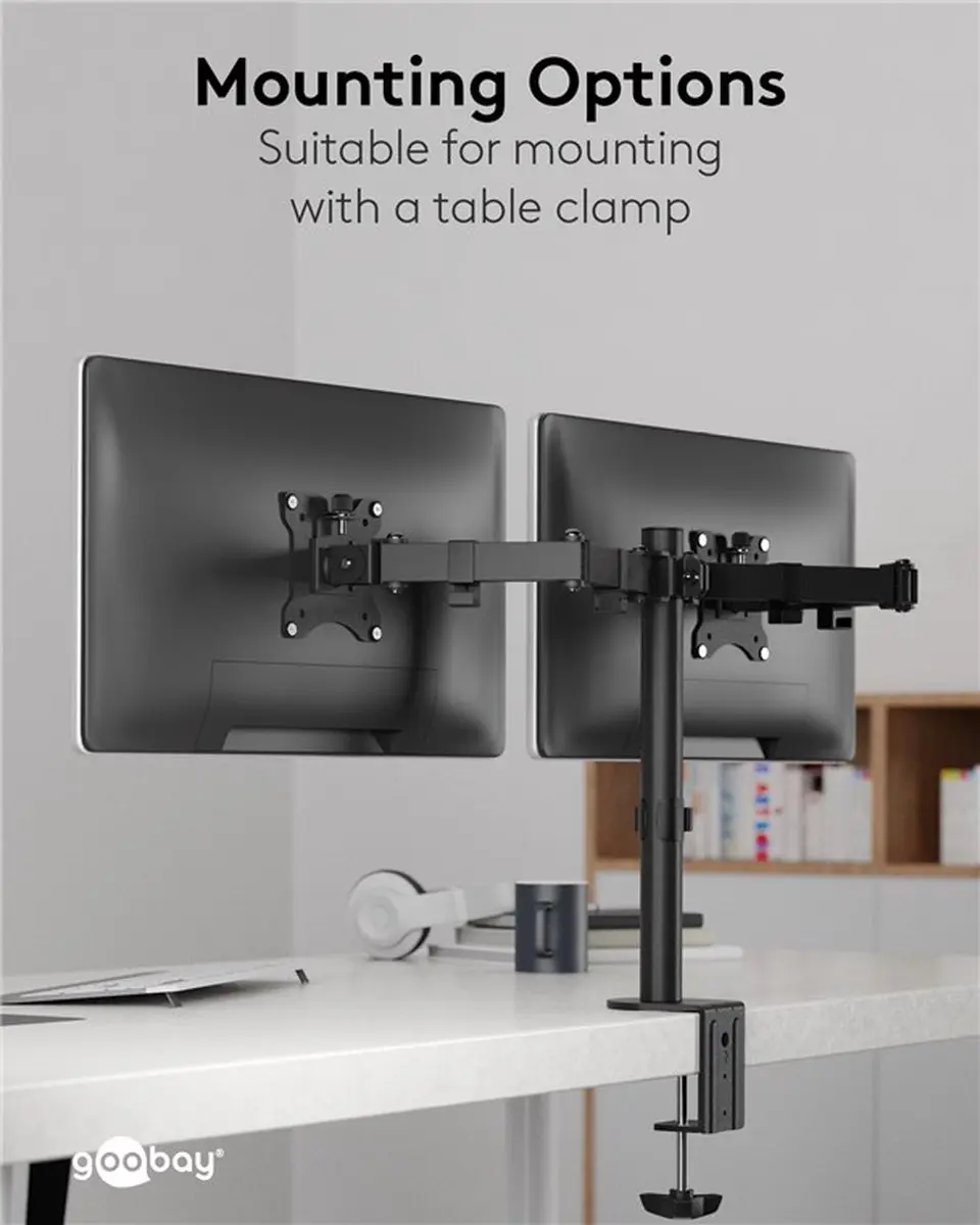 Goobay Dual Monitorbeugel Flex 58529 - 17-32" - 2x VESA 75x75mm - Zwart