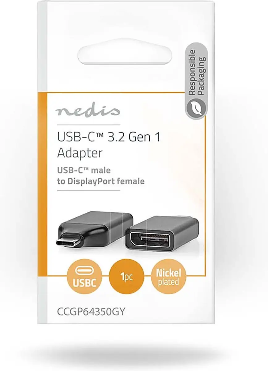 Nedis CCGP64350GY USB-C naar DisplayPort Adapter - 4K@60Hz - Grijs/Zwart - afbeelding 6 van 6