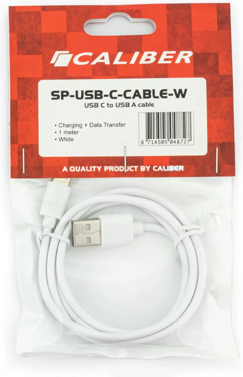 Caliber 1m USB A naar USB C Kabel - Wit