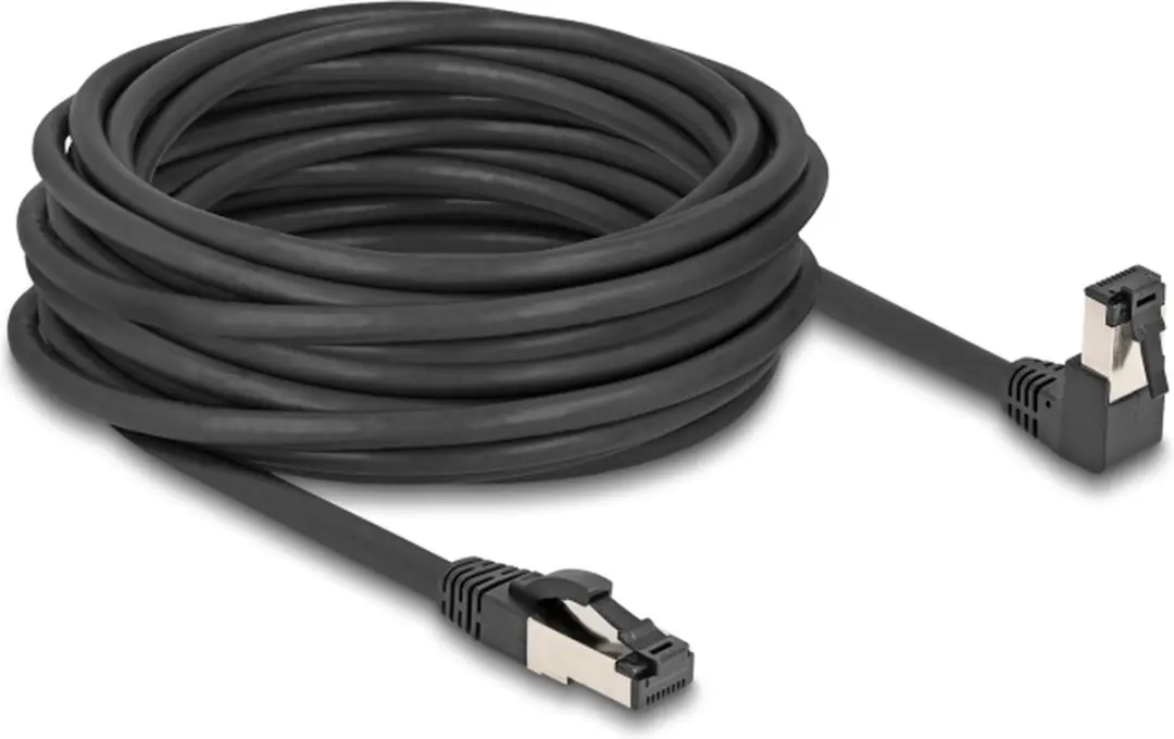 Delock Cat.8.1 S/FTP RJ45 Kabel 10m - 90° Hoek - Zwart