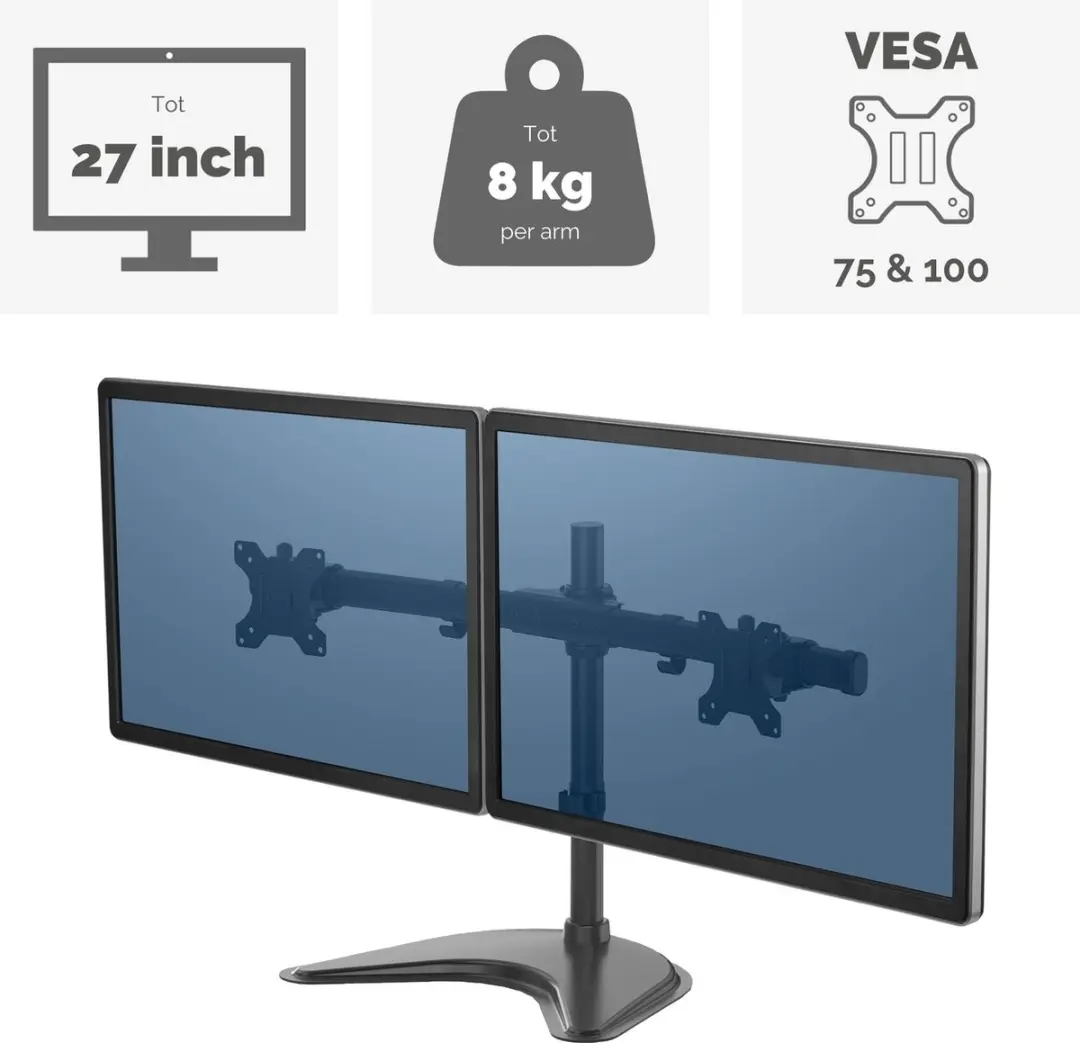 Fellowes Seasa Professional 8043701 Monitorarm - 2 Schermen - Zwart
