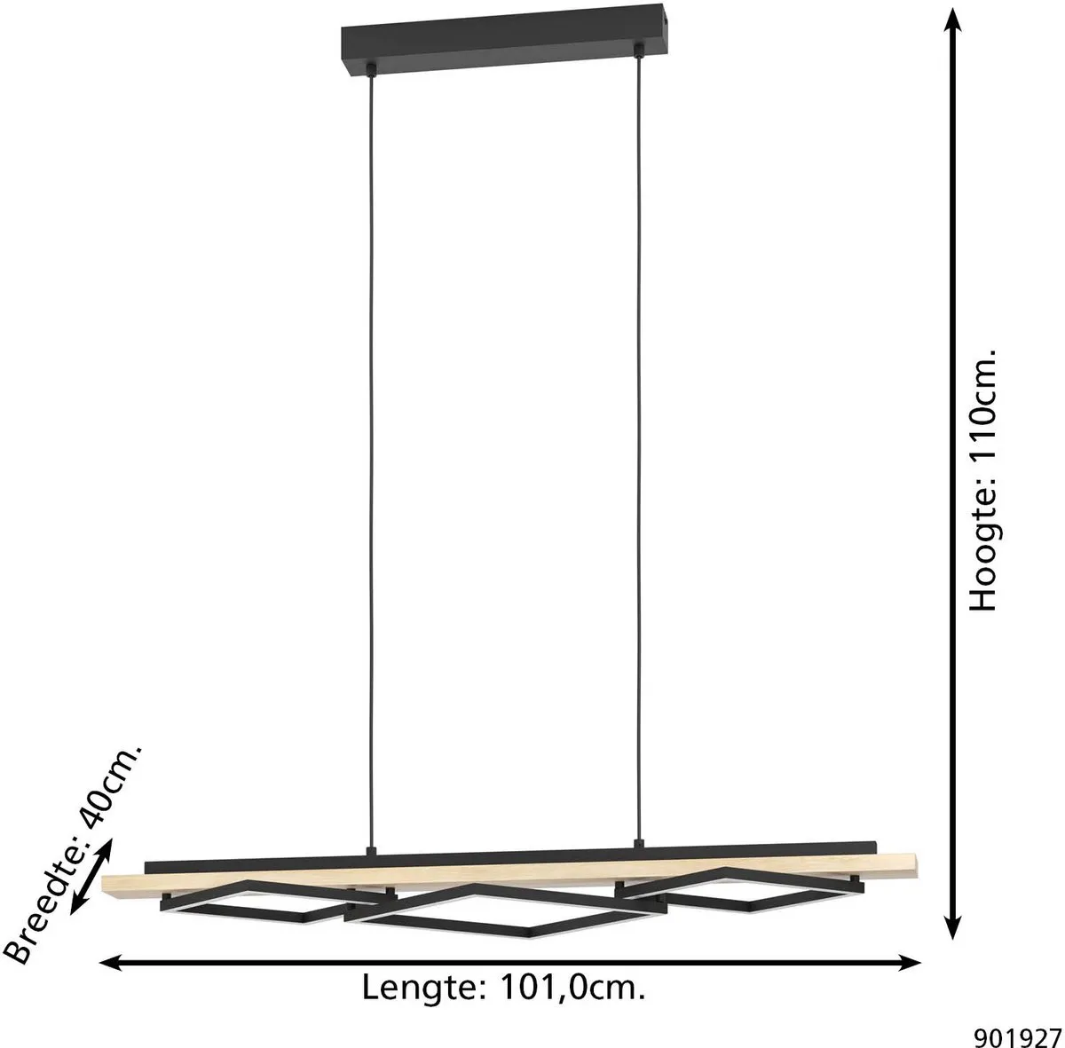 Eglo Boyal Hanglamp 3xLED - 101cm - Dimbaar - Zwart/Bruin/Wit