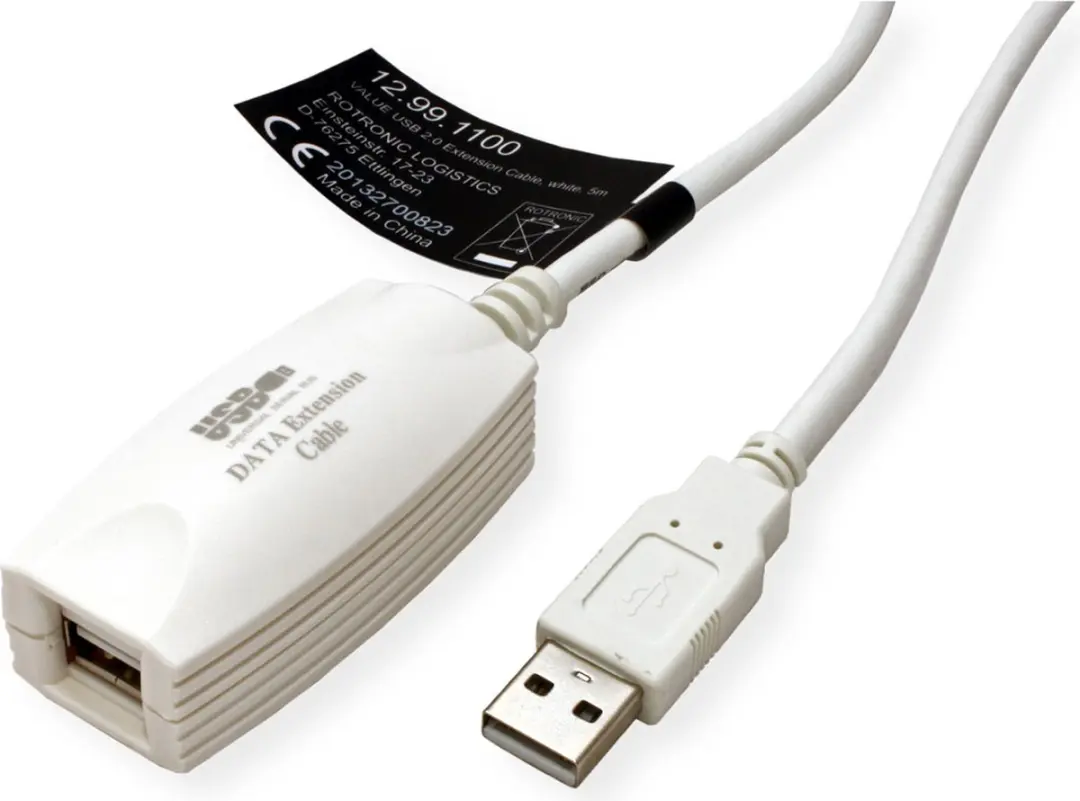 Value USB 2.0 Verlengkabel 5m - 1 Poort Wit