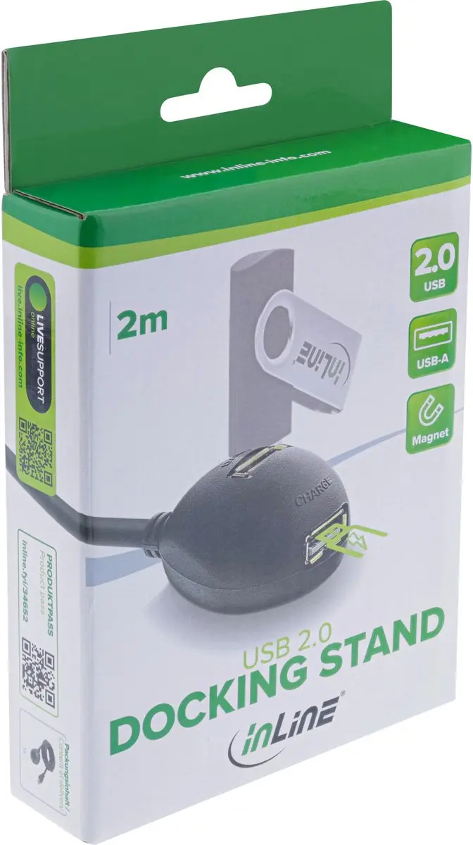 InLine USB naar 2x USB Docking Kabel 2m - USB 2.0 - 1A
