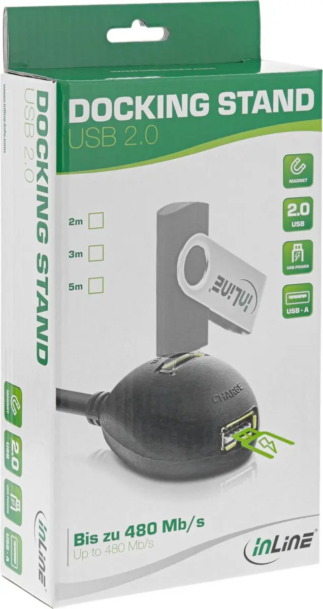 InLine USB naar 2x USB Docking Kabel 2m - USB 2.0 - 1A