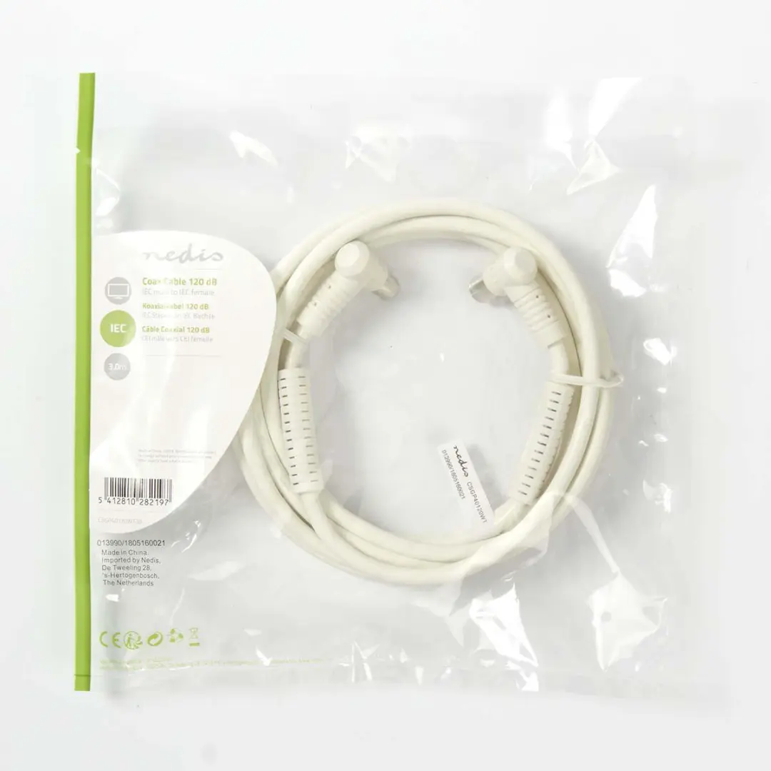 Nedis Coaxkabel IEC Male-Female 3m - 75 Ohm - Wit - afbeelding 6 van 6