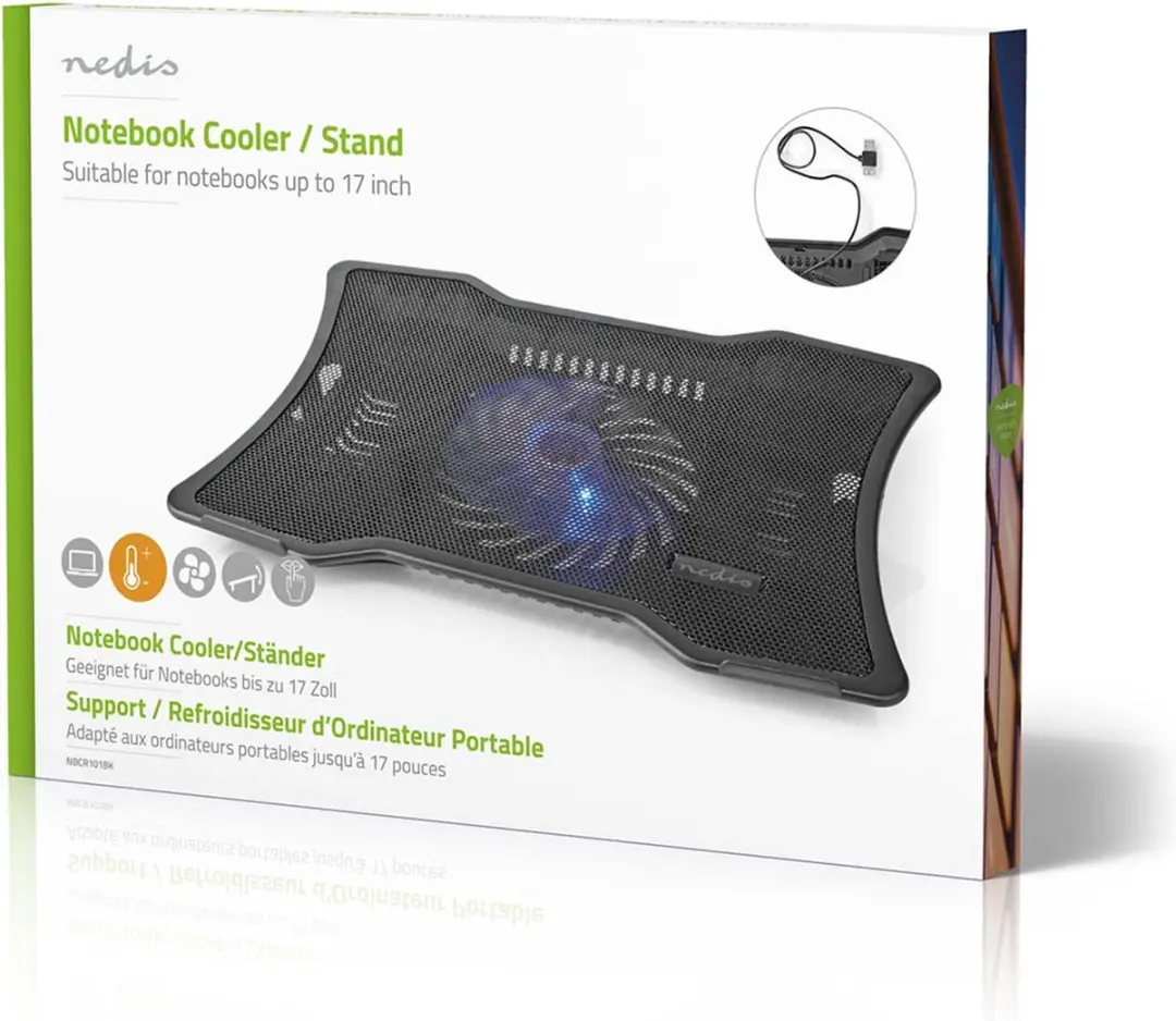 Nedis NBCR101BK Notebookstandaard 17" - USB Gevoed - 1 Ventilator - Zwart