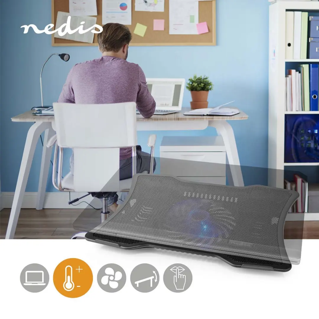 Nedis NBCR101BK Notebookstandaard 17" - USB Gevoed - 1 Ventilator - Zwart